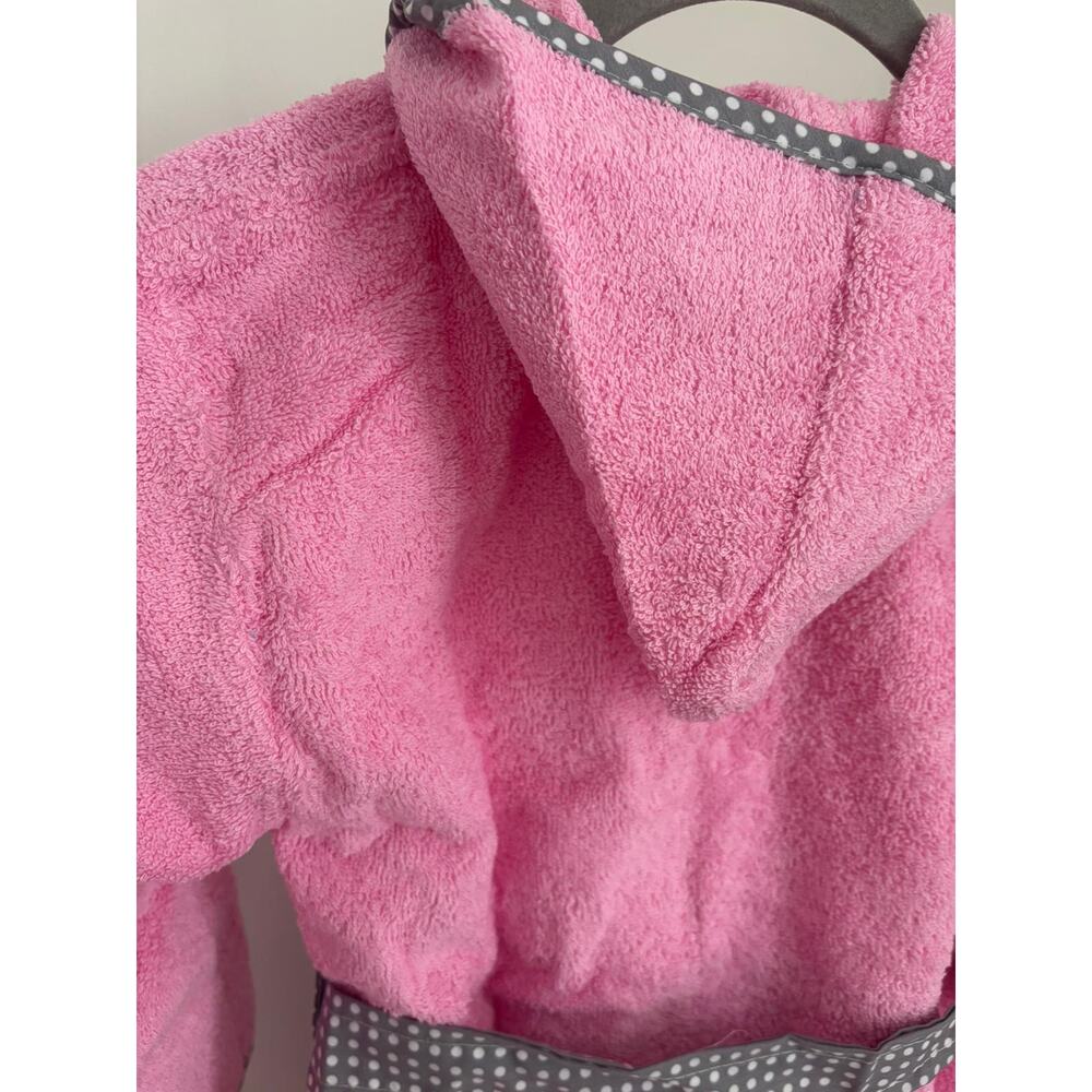 Kids Pink Bathrobe 100% Cotton Hooded Elephant Soft Robe 4-6 Years - Picture 6 of 7